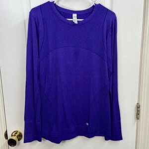Gap Fit purple blue thumb cutout stretch breathable active athletic top shirt XL